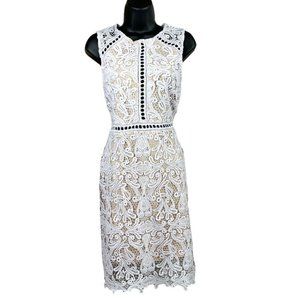 sold !!! Lulus White Lace Crochet Halter Neck Formal Sheath
